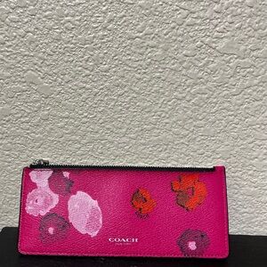 Coach Fuchsia and Red Floral Wallet